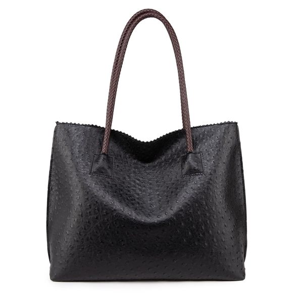 Leather Tote Bag With Zier Large Ostrich Hobo Purse Shoulder :'D - Picture 1 of 6